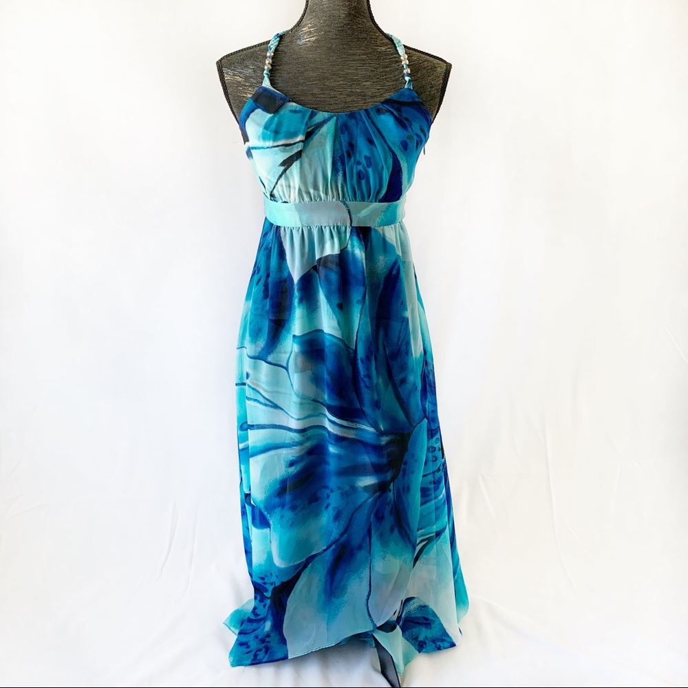 White House Black Market Blue High Low Dress